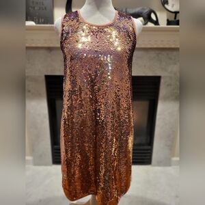 BCBGirls  Pink Sequin Sleeveless Shift Dress